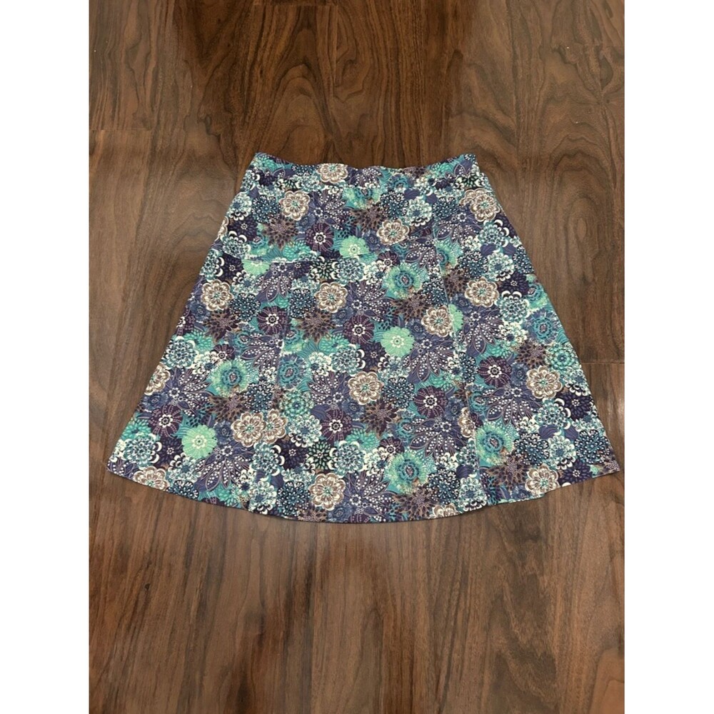 REI Floral A-Line Skirt in Teal, Purple and Cream - Picture 6 of 6